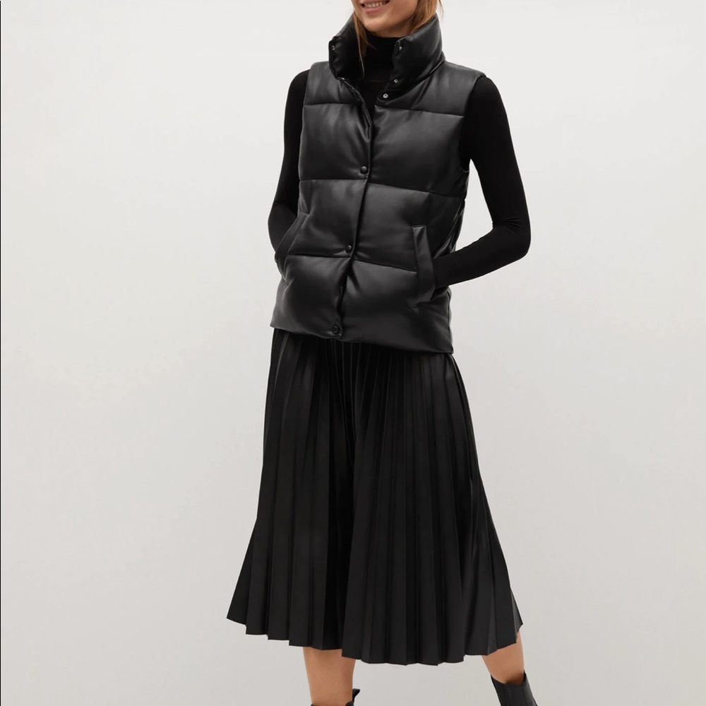 Mango Faux leather pleated skirt .